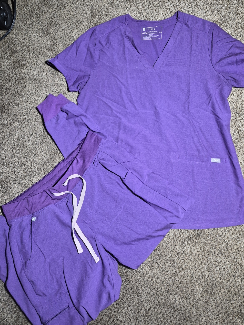 FIGS Women's Purple Scrub Top and Jogger Set